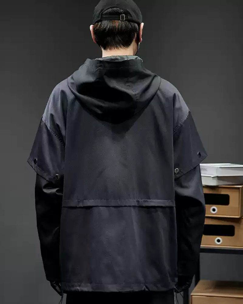 Functional Deconstructed Paneled Hooded Jacket