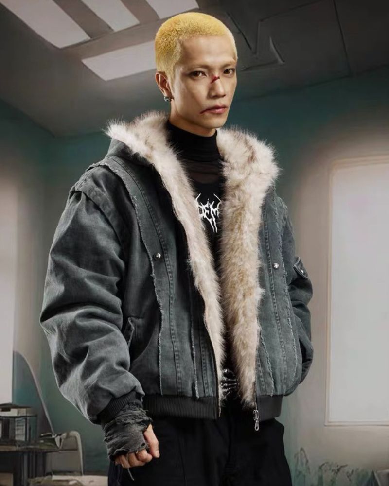 Functional Opium Style Deconstructed Patchwork Winter Jacket