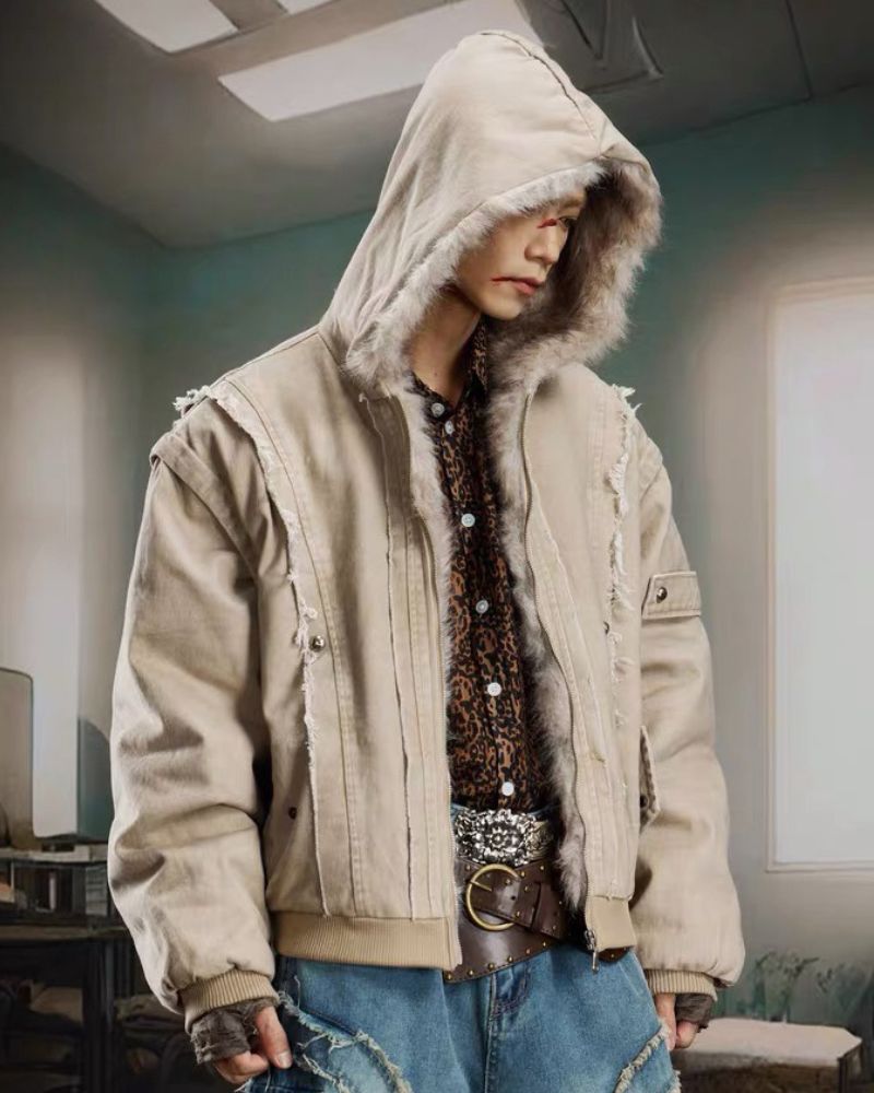 Functional Opium Style Deconstructed Patchwork Winter Jacket