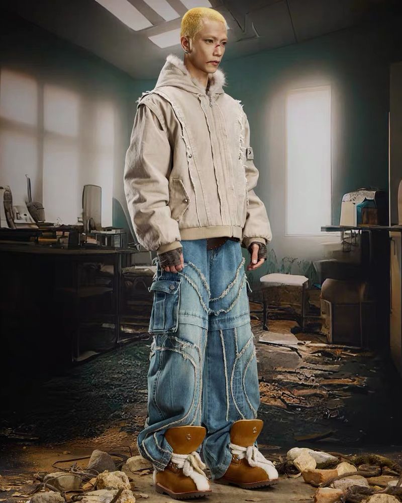 Functional Opium Style Deconstructed Patchwork Winter Jacket