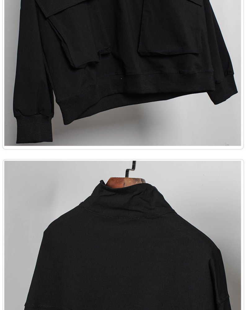 Functional Half-Zip Stand-Collar Utility Sweatshirt