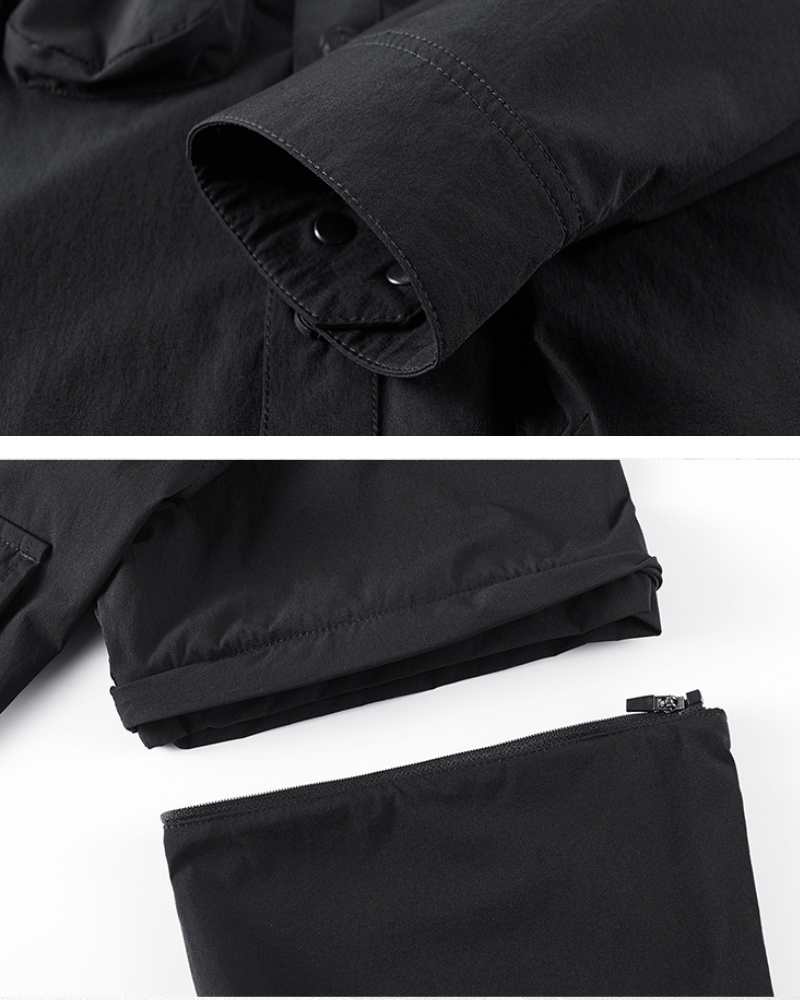 Functional Multi-Pocket Lanyard Detachable Sleeve Shirt