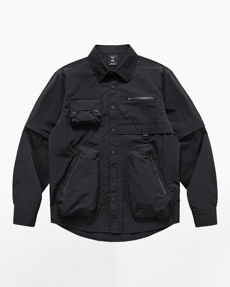 Functional Multi-Pocket Detachable Sleeve Shirt