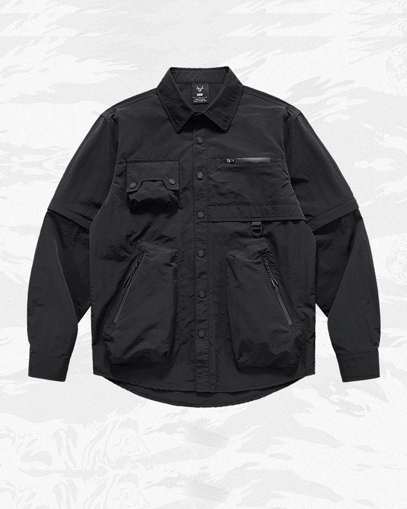 Functional Multi-Pocket Detachable Sleeve Shirt