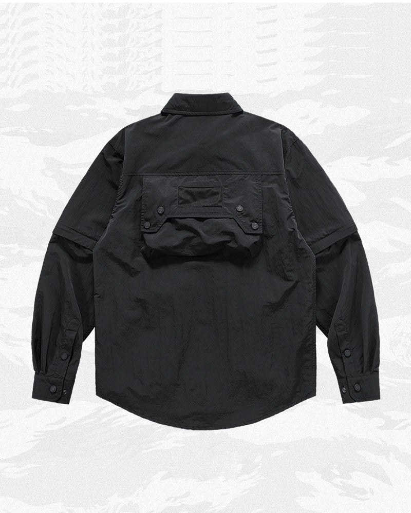 Functional Multi-Pocket Detachable Sleeve Shirt