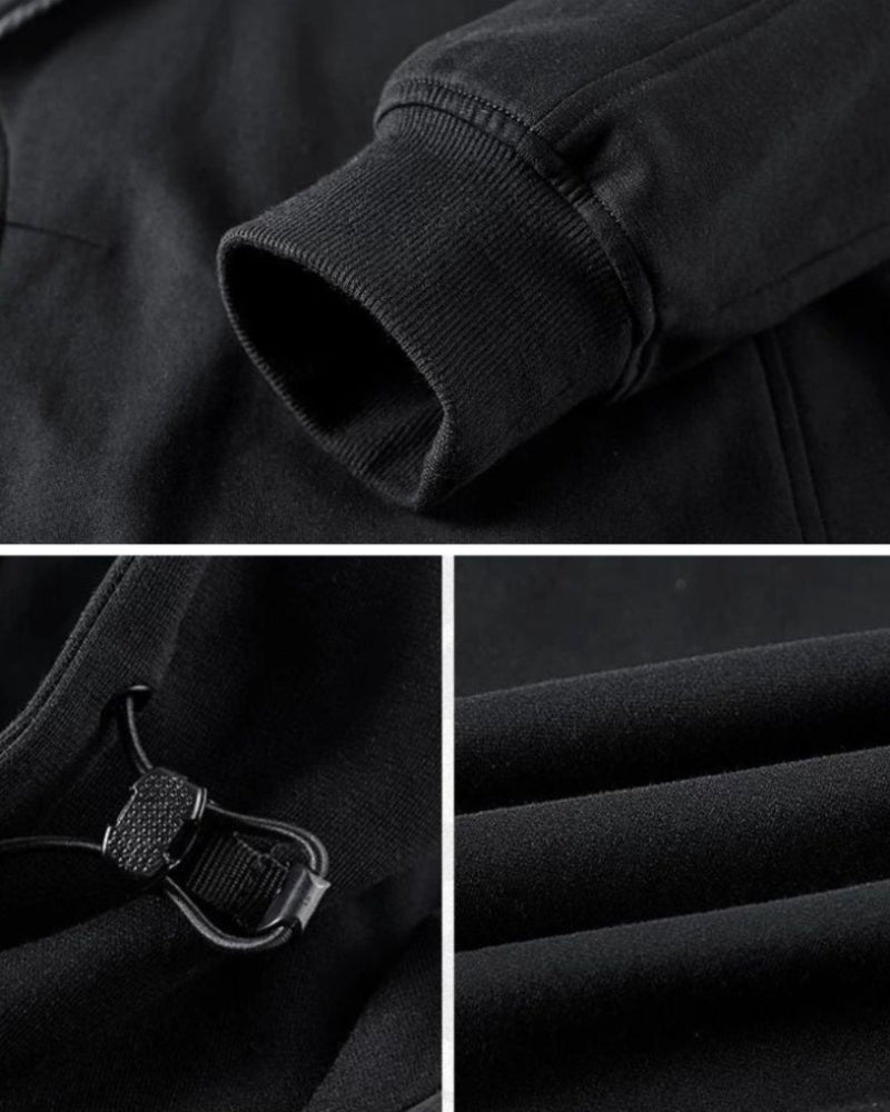 Functional Multi-Pockets Patchwork Hoodie