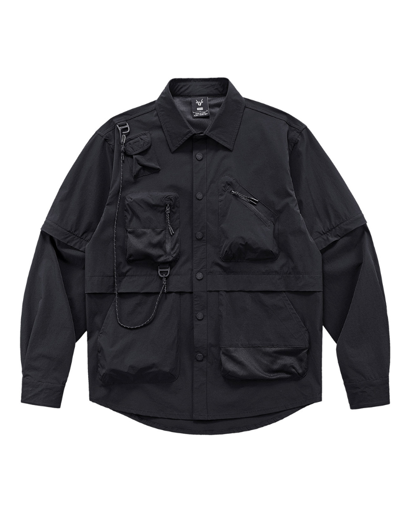 Techwear T-shirts,tactical shirt,mens black tees,cargo t-shirt men&