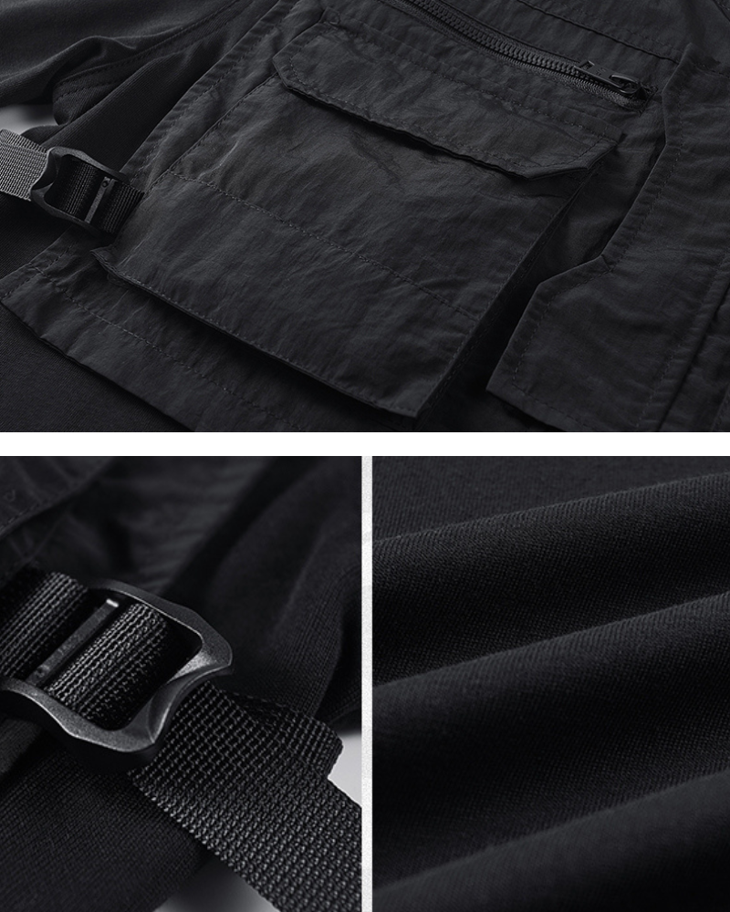 Functional Patchwork Fake Two-Piece T-Shirt