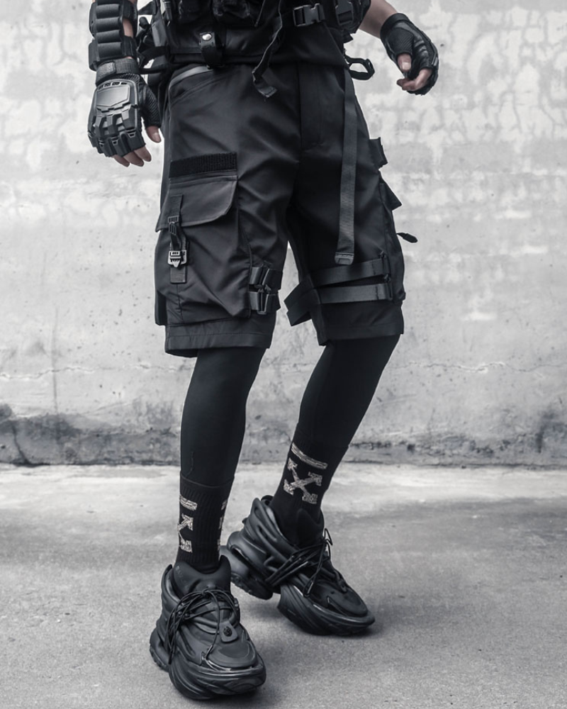 Streetwear Multi Pockets Black Cargo Shorts