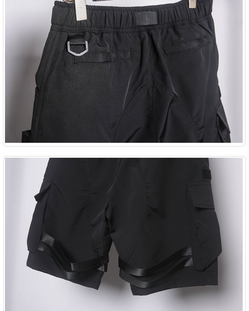 Streetwear Multi Pockets Black Cargo Shorts