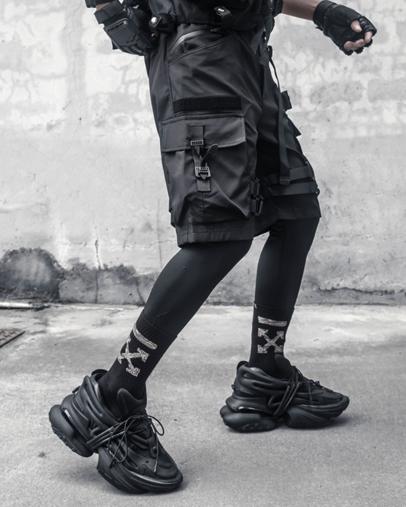 Streetwear Multi Pockets Black Cargo Shorts
