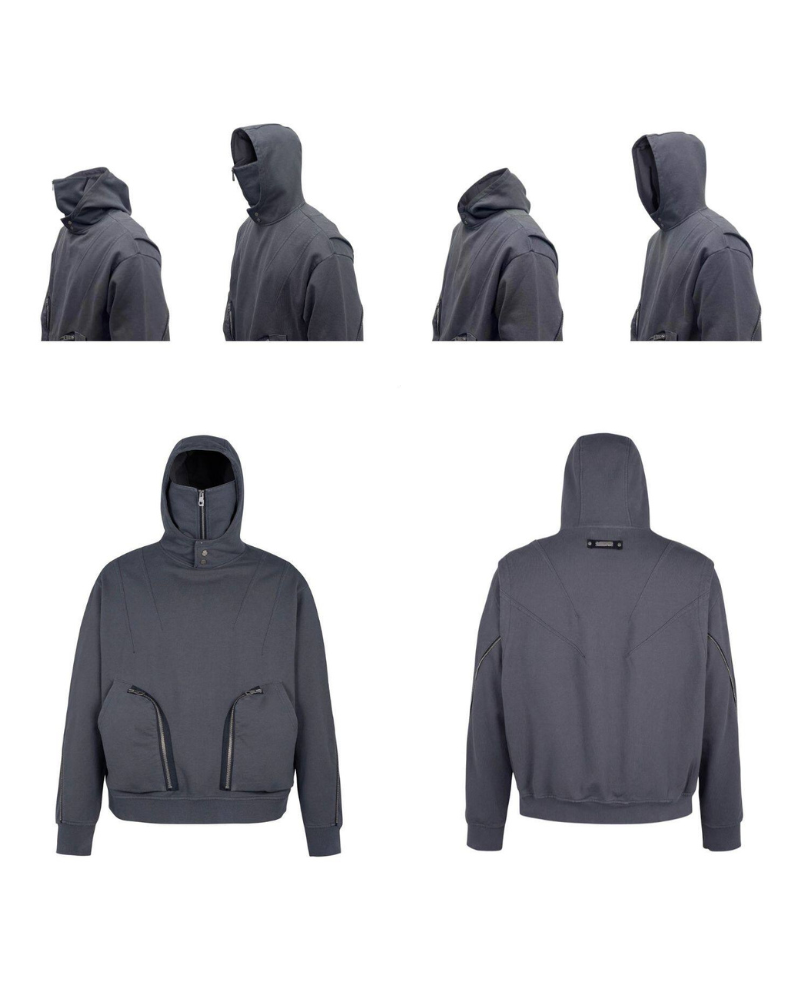 Functional Ninja Cropped Removable Mask Hoodie