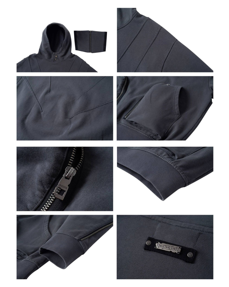 Functional Ninja Cropped Removable Mask Hoodie