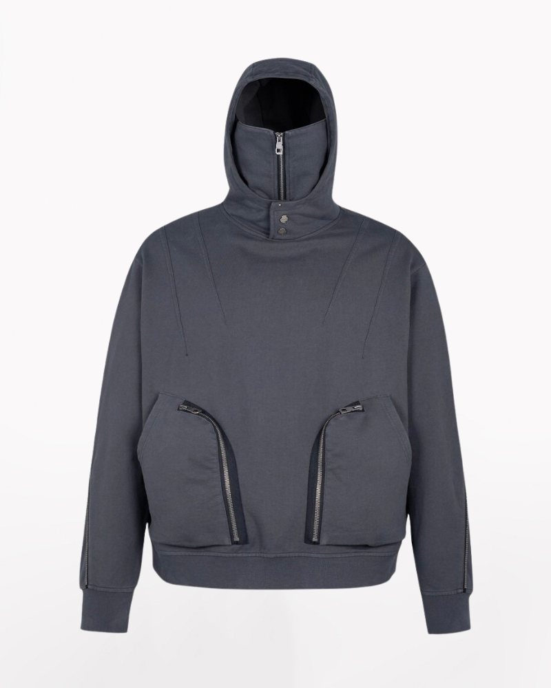Functional Ninja Cropped Removable Mask Hoodie