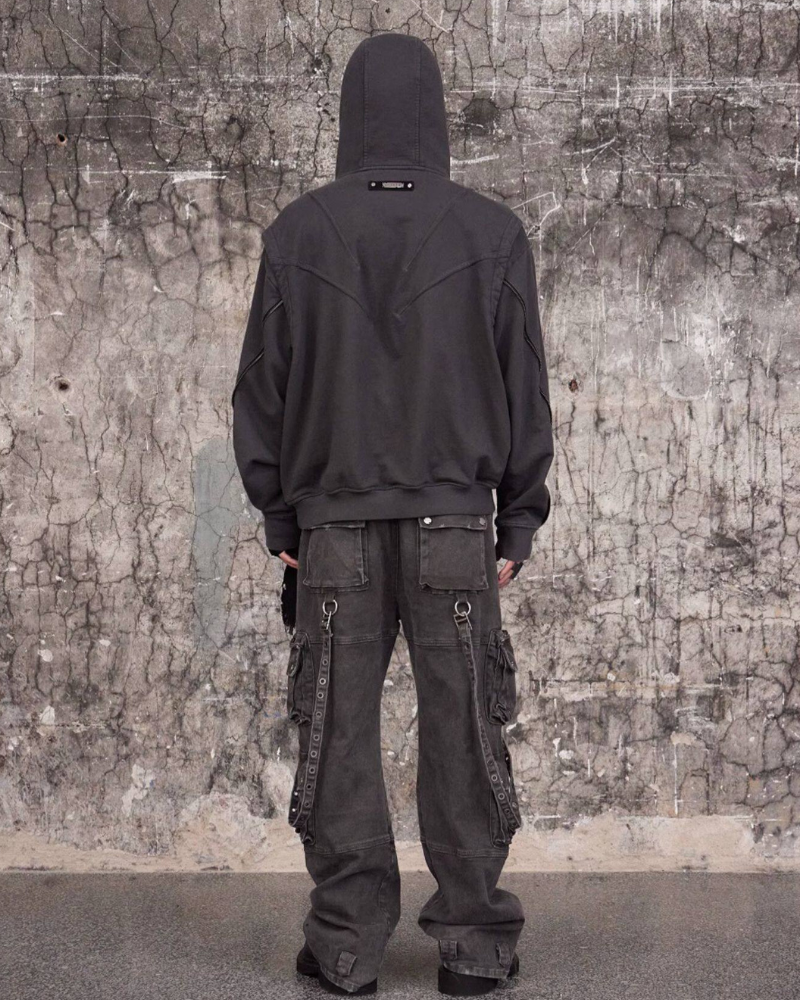Functional Ninja Cropped Removable Mask Hoodie