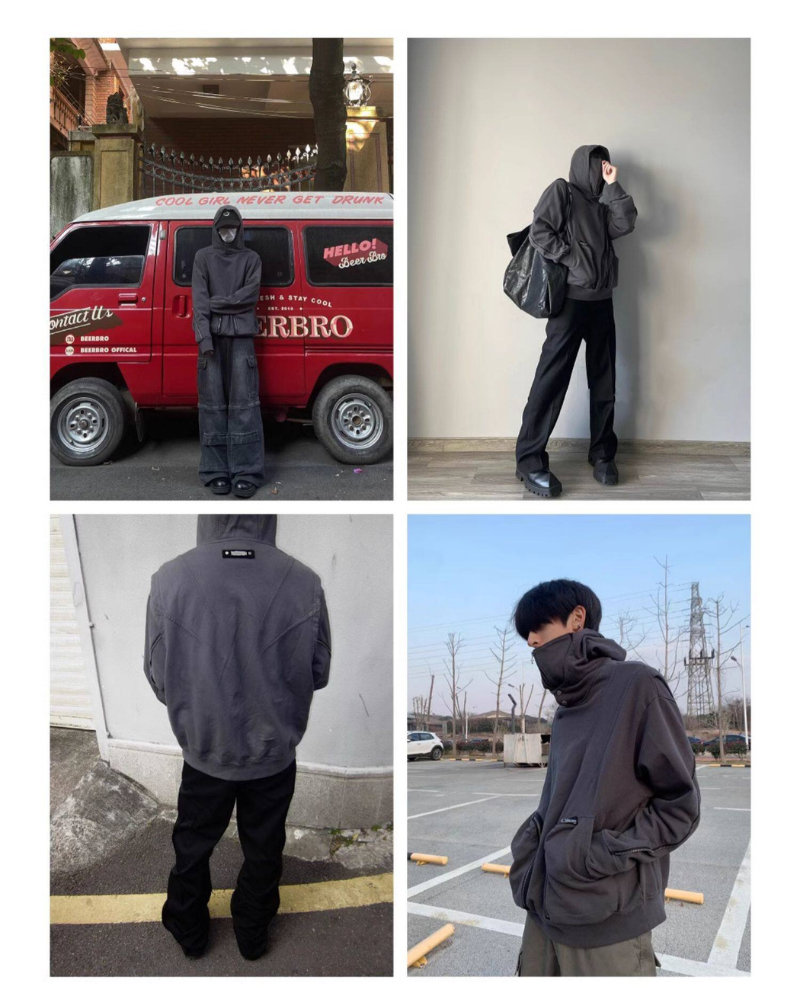 Functional Ninja Cropped Removable Mask Hoodie