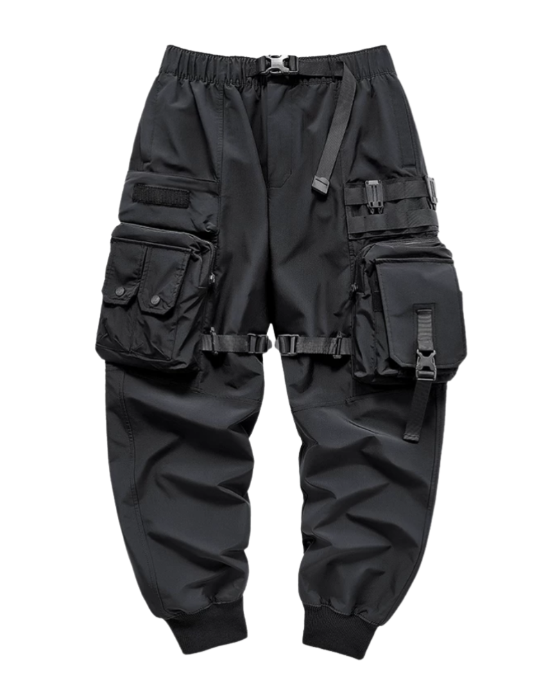 Functional Black Multi-Pocket Cargo Pants