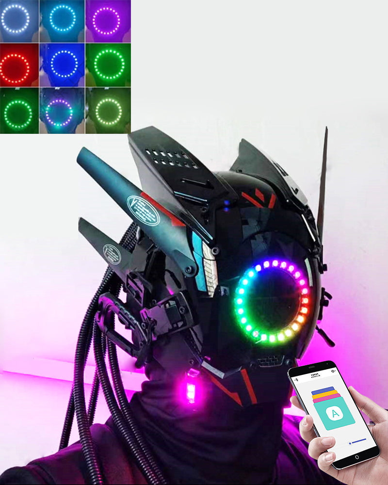 future motorcycle helmet technology APP-Controlled LED Futuristic Cyberpunk Helmet Mask