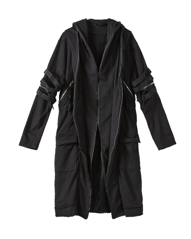 Futuristic Techwear Double-Layered Hooded Coat