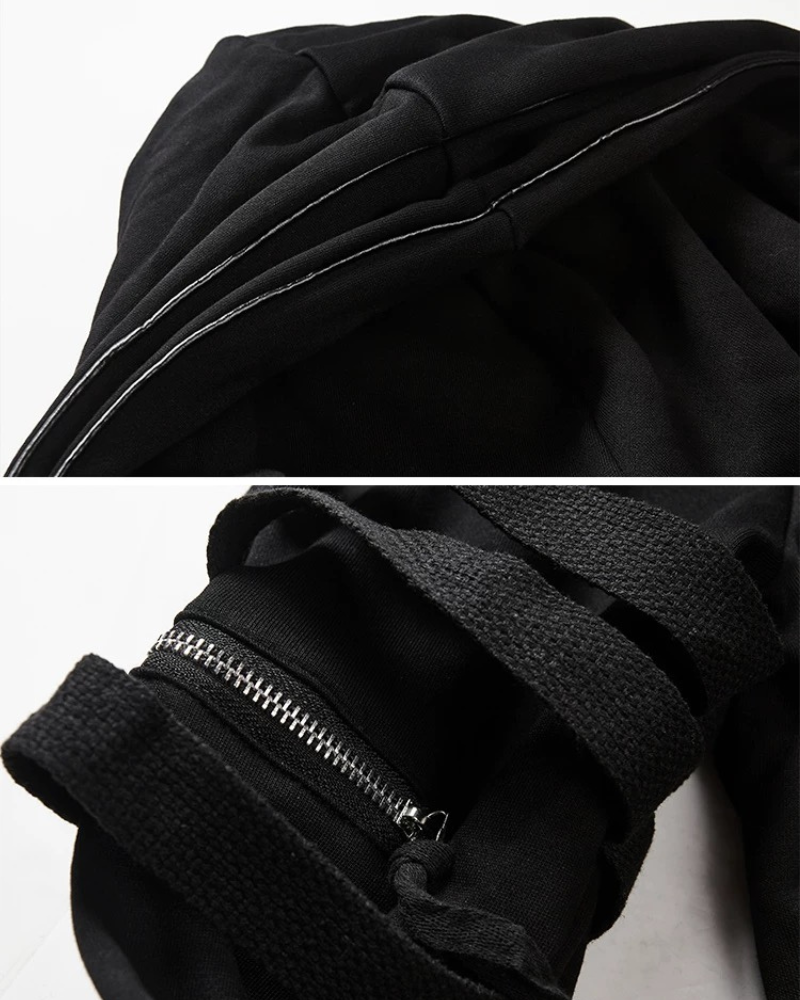 Futuristic Techwear Double-Layered Hooded Coat