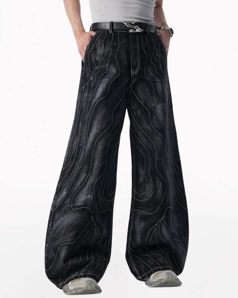 Opium Style Futuristic Wide-Leg Y2K Jeans