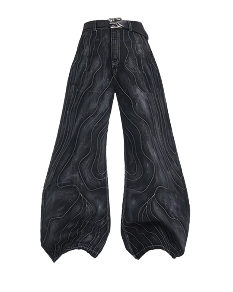 Opium Style Futuristic Wide-Leg Y2K Jeans
