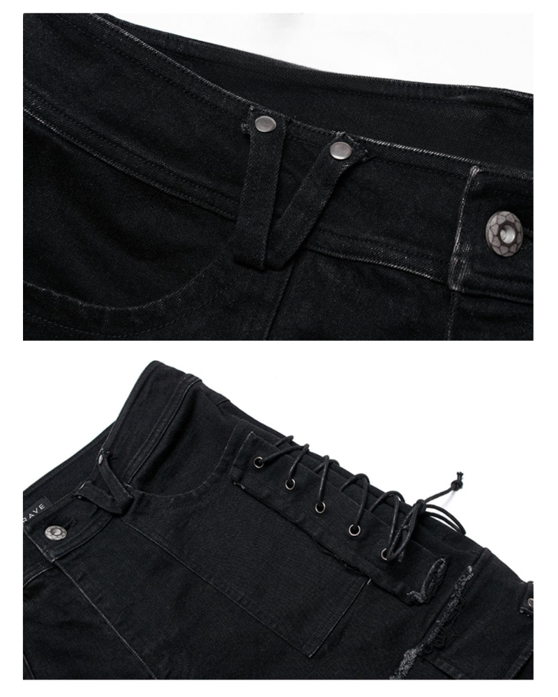 Gothic Rock Ripped Washed Punk Pants