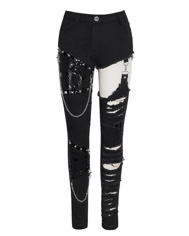 Grunge Destroyed Skinny Women Stretch Punk Pants