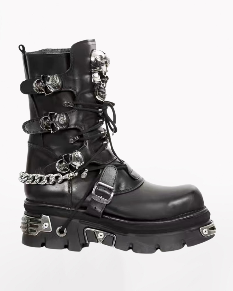 Harley Motorcycle Skull Punk Couple Handmade Martin Boots