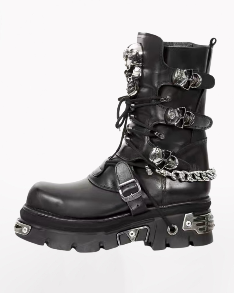 Harley Motorcycle Skull Punk Couple Handmade Martin Boots