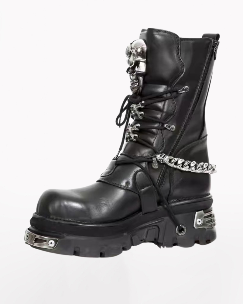 Harley Motorcycle Skull Punk Couple Handmade Martin Boots