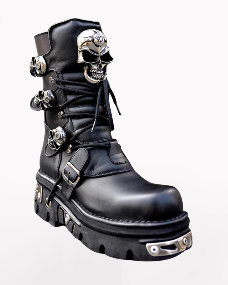 Harley Motorcycle Skull Punk Couple Handmade Martin Boots