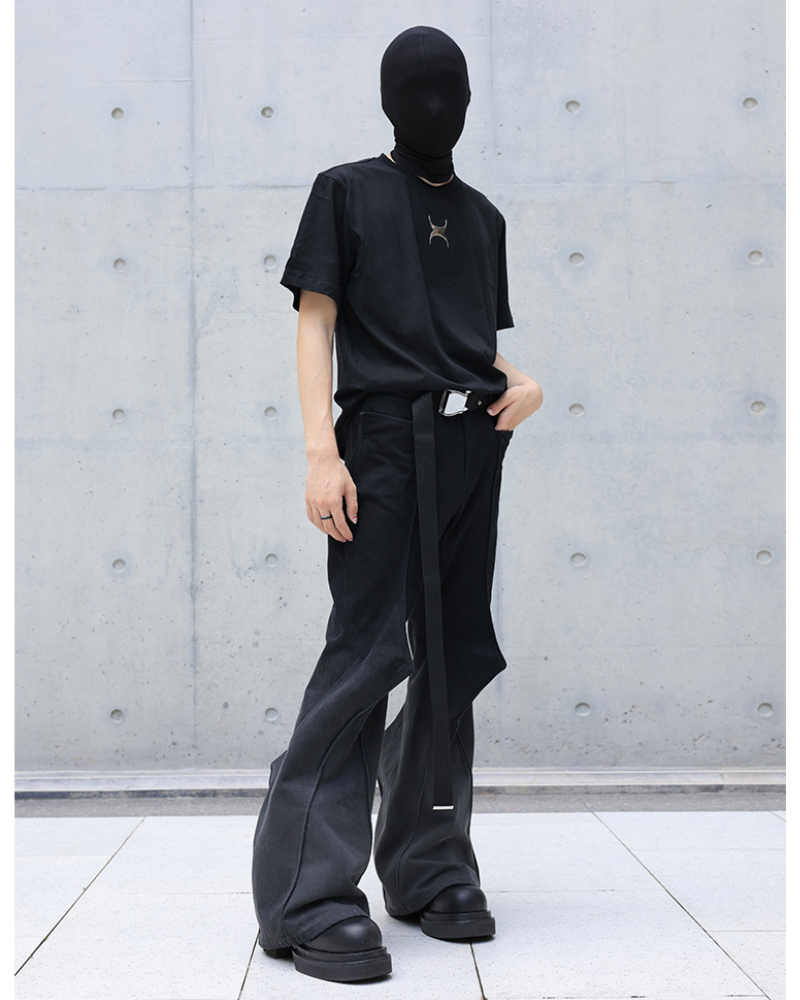 High Street Opium Style 3D-Structured Spiked Flare Pants