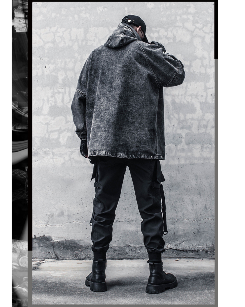 High-Street Washed Denim Hoodie Jacket