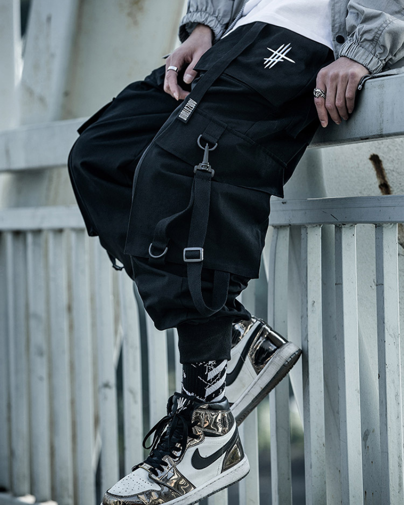 Techwear Street Style Black Cargo Pants