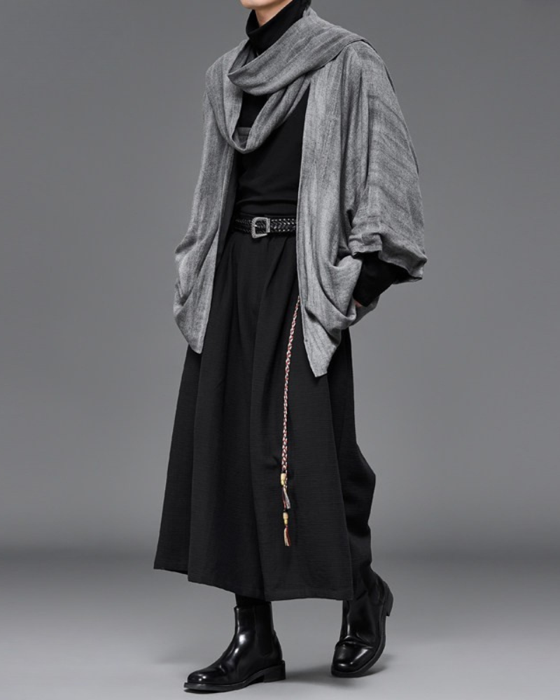 Japanese-Style Mid-Length Unisex Linen Cardigan