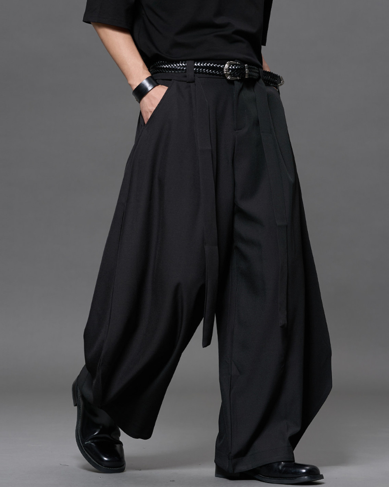 Japanese Minimalist Dark Aesthetic Curved-Leg Pants