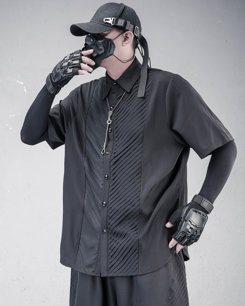 Japanese Style Summer Loose Pleated Short Sleeve Shirt