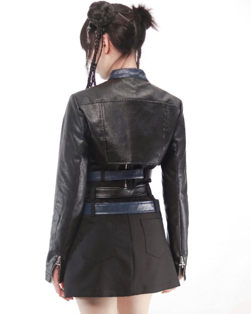 Mechanical Girl Leather Jacket Tank Skirt Set (Sold Separately)