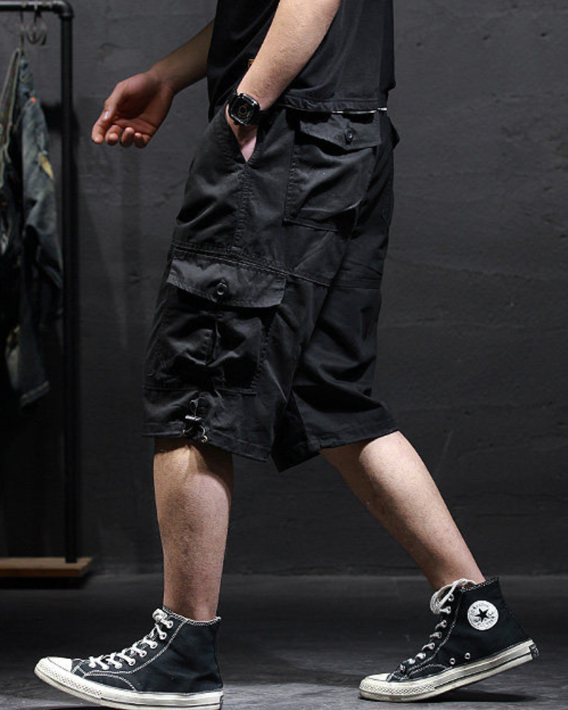 Men’s Loose Summer Black Camo Jorts
