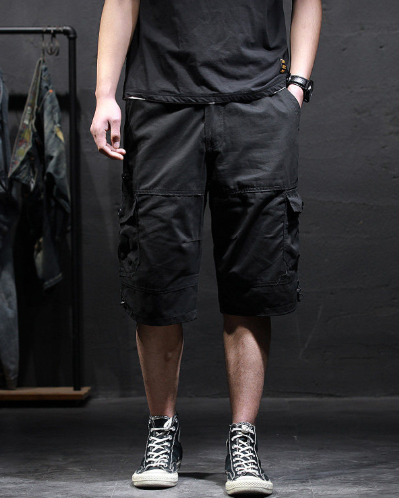 Men’s Loose Summer Black Camo Jorts