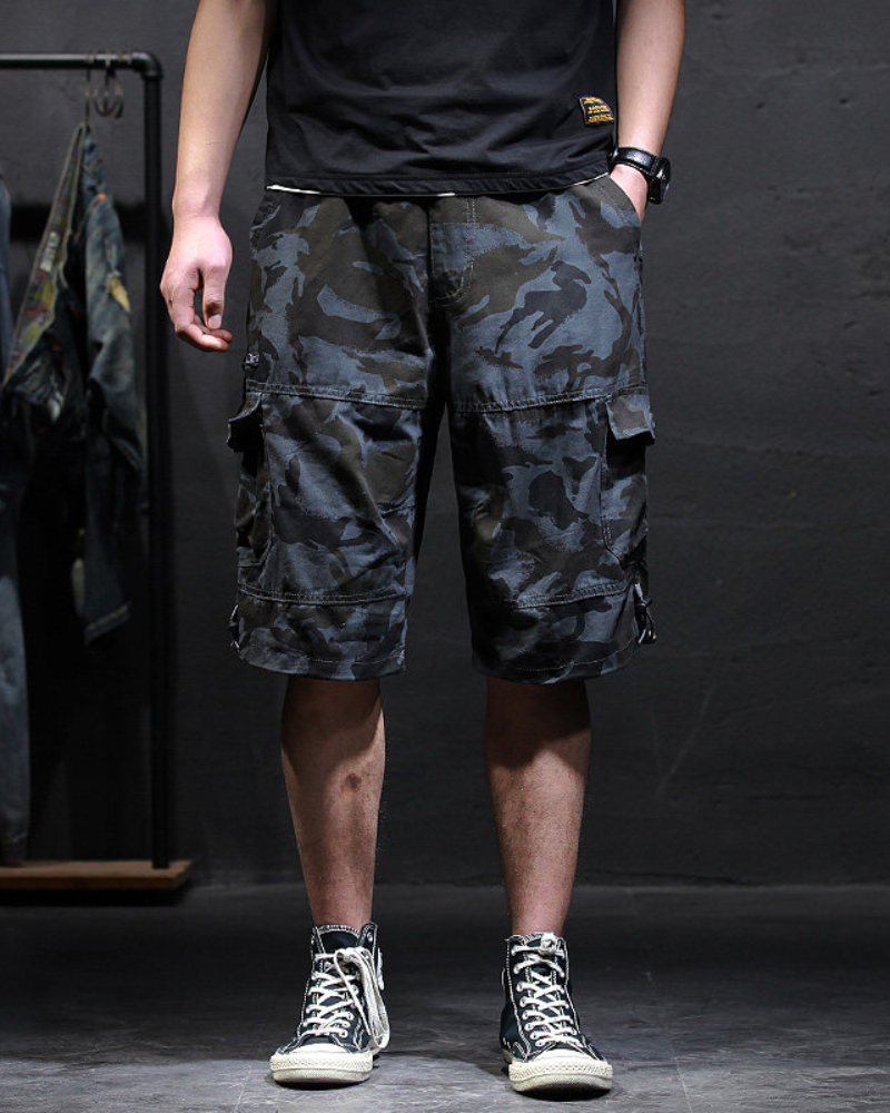 Men’s Loose Summer Black Camo Jorts