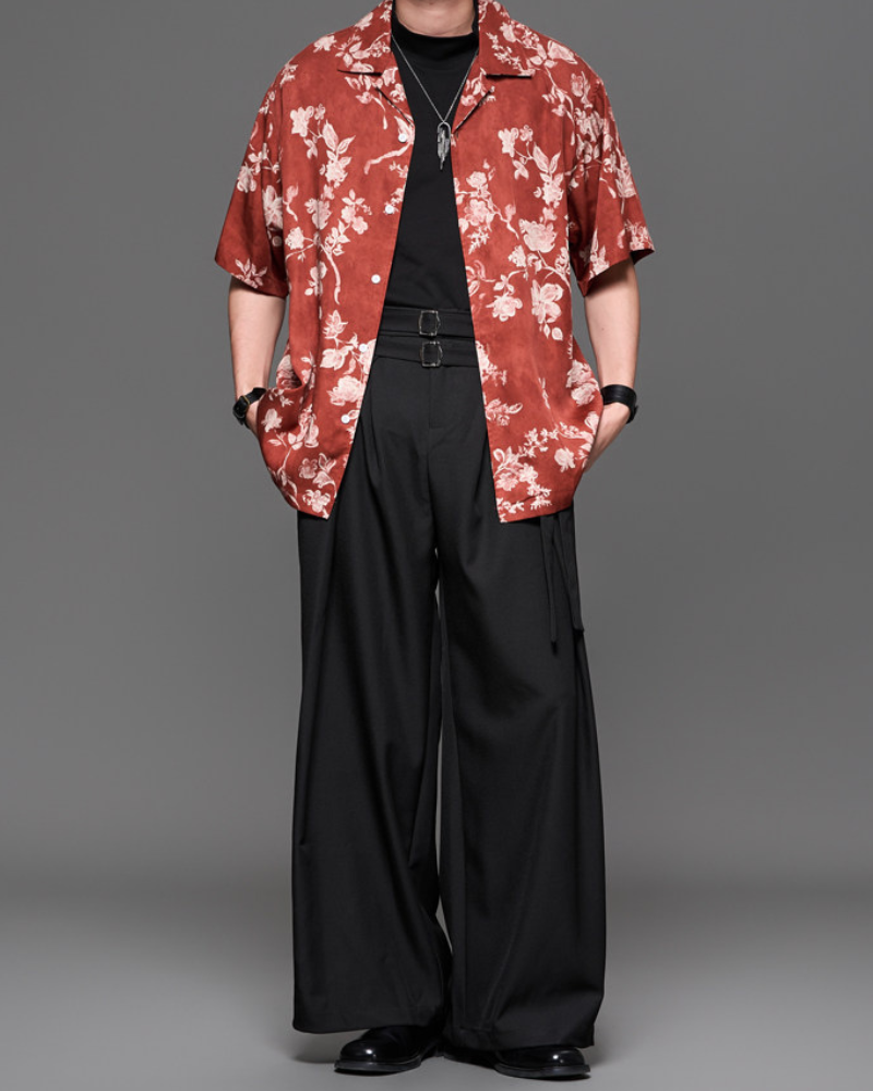 Modern Japanese Style Straight Wide-Leg Hakama Pants