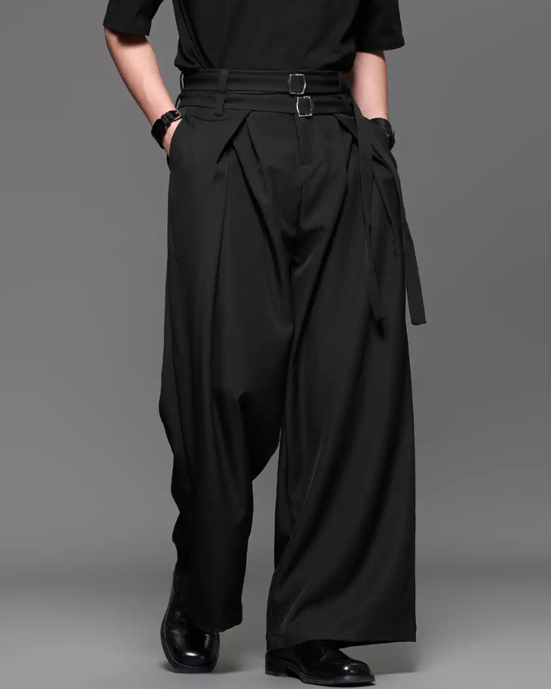 Modern Japanese Style Straight Wide-Leg Hakama Pants