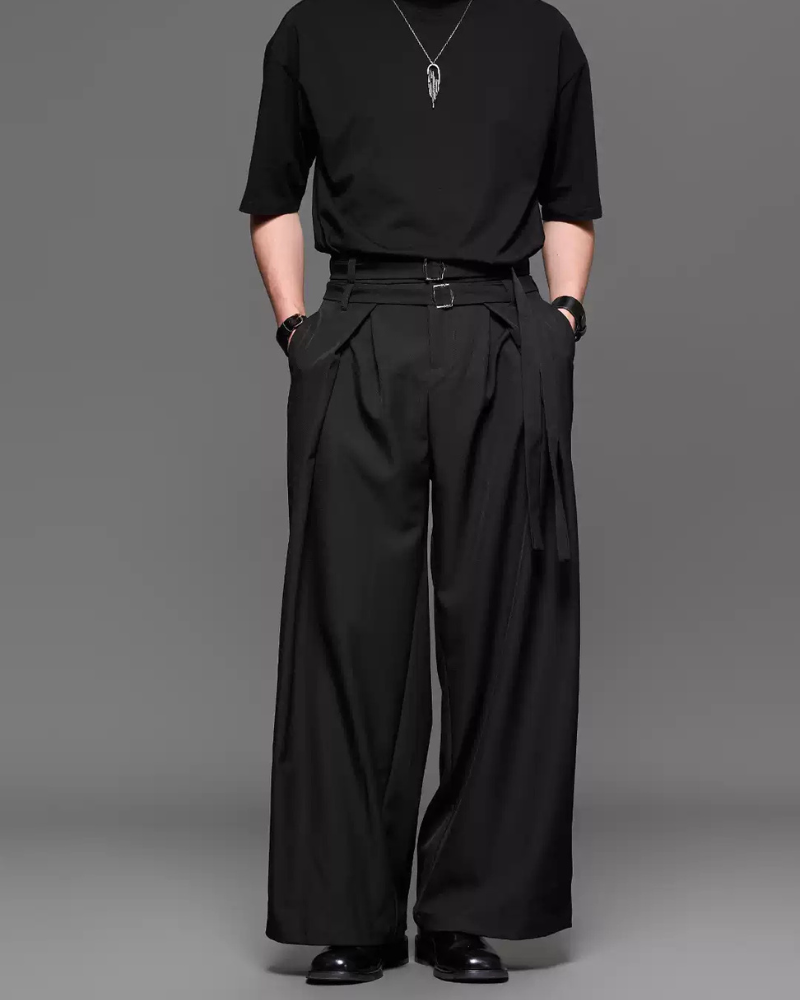 Modern Japanese Style Straight Wide-Leg Hakama Pants