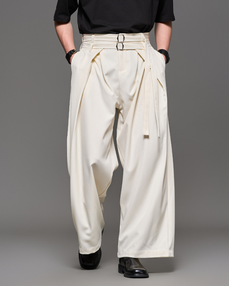 Modern Japanese Style Straight Wide-Leg Hakama Pants