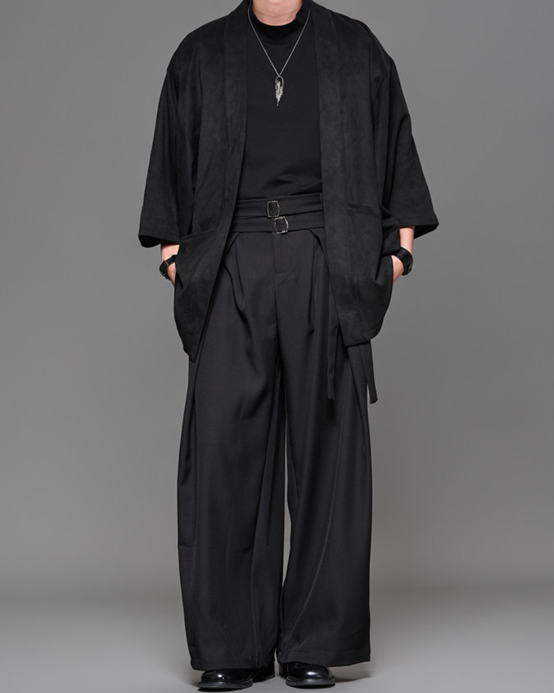 Modern Japanese Style Straight Wide-Leg Hakama Pants