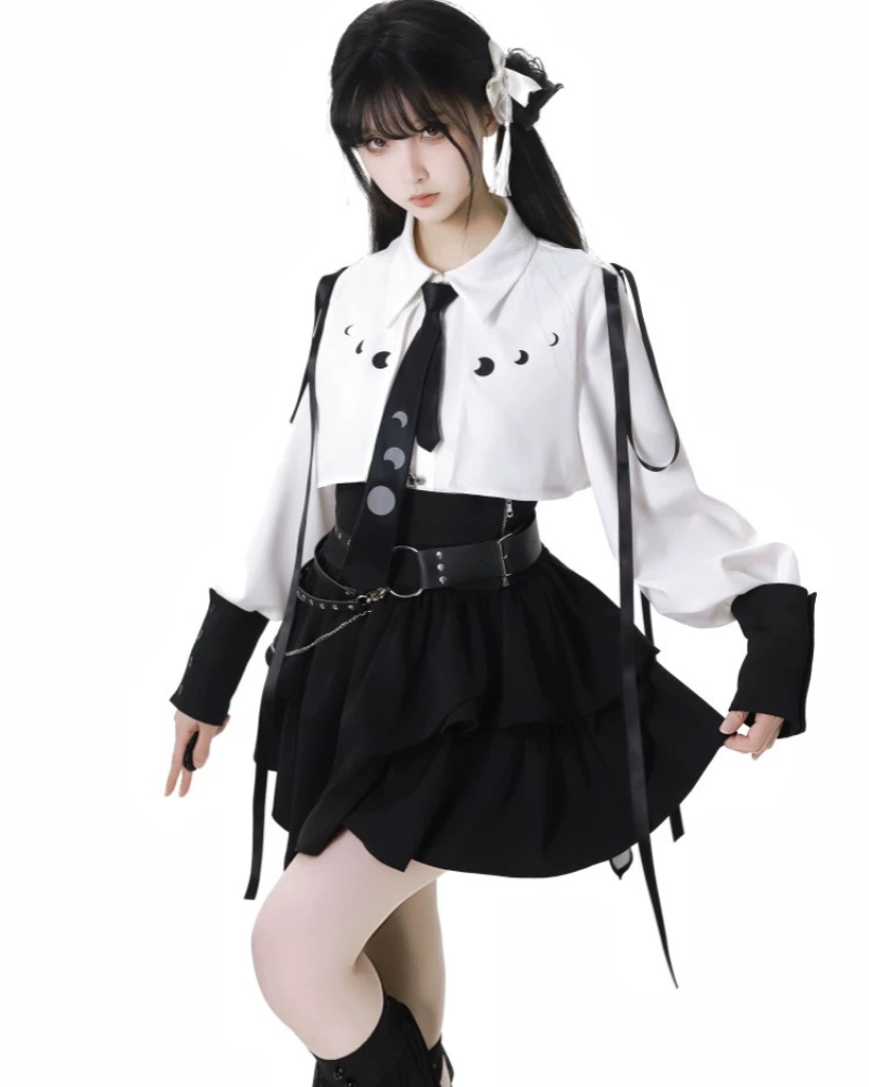 Moonlight Drape Pleated Shirt And Skirt Set(Sold Separately)