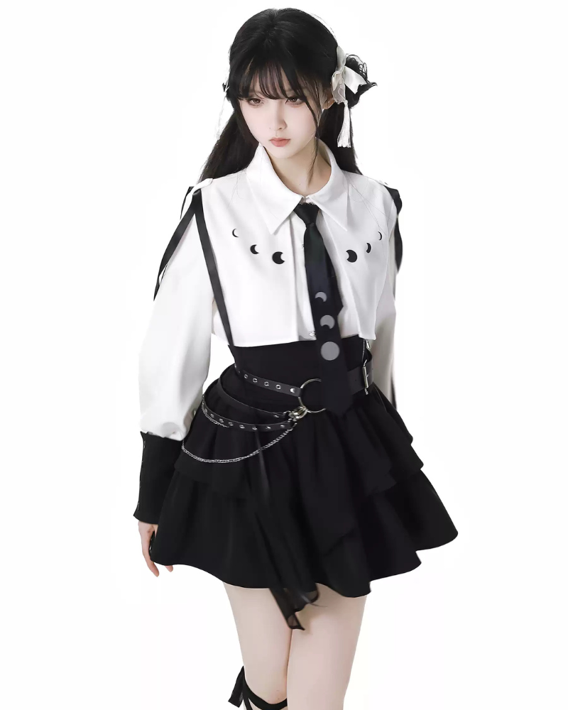 Moonlight Drape Pleated Shirt And Skirt Set(Sold Separately)