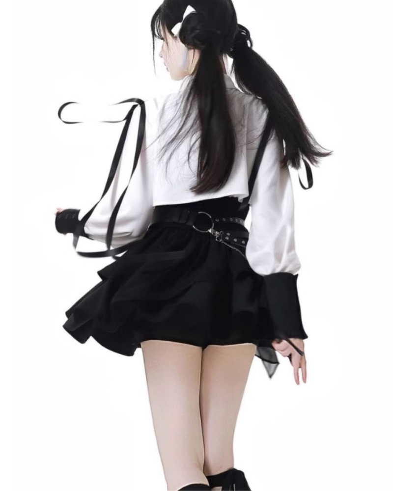 Moonlight Drape Pleated Shirt And Skirt Set(Sold Separately)